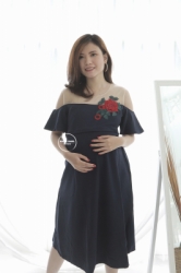 MAMA HAMIL BUTIK LAZADA Baju Hamil Menyusui Modern Agatha Dress Pesta Bordir Bunga Cantik Model Sabrina Wanita   DRO 827 9  large